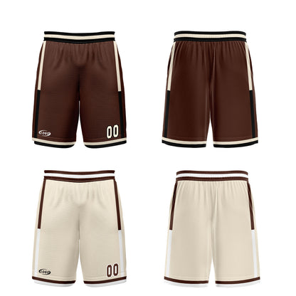 Custom Brown Cream Reversible Basketball Suit for Adults and Kids Personalized Jersey