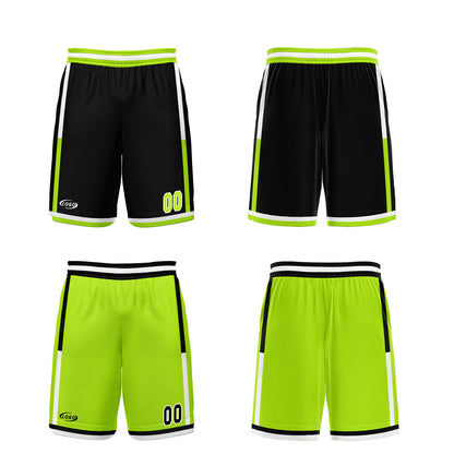 Custom Black Neon Green Reversible Basketball Suit for Adults and Kids Personalized Jersey