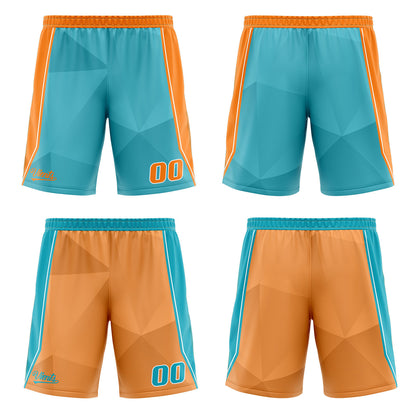 Custom Cyan Orange Reversible Basketball Suit for Adults and Kids Personalized Jersey