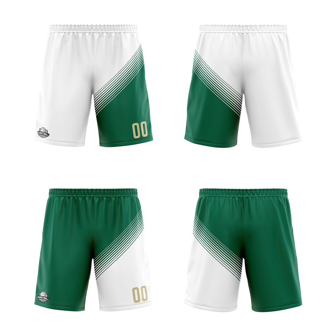 Custom White Green Reversible Basketball Suit for Adults and Kids Personalized Jersey