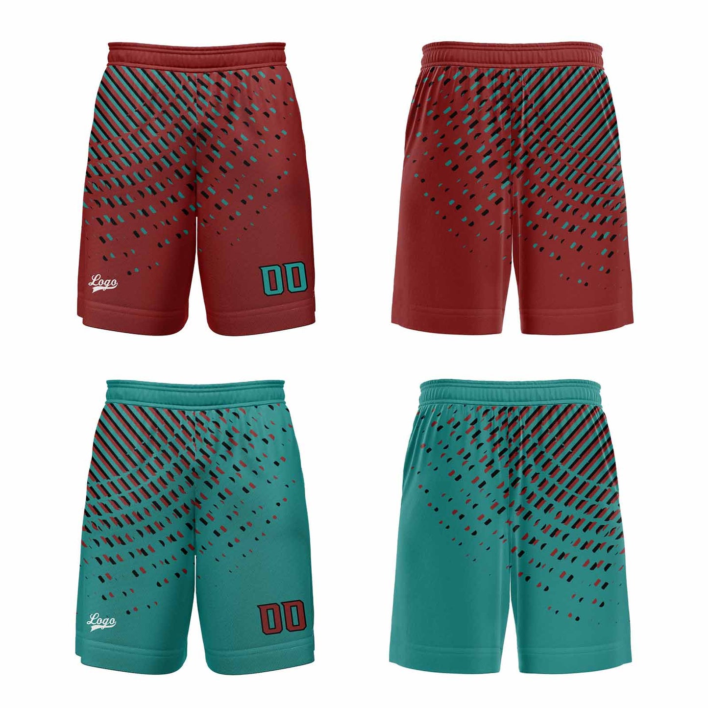 Custom Cyan Red Reversible Basketball Suit for Adults and Kids Personalized Jersey