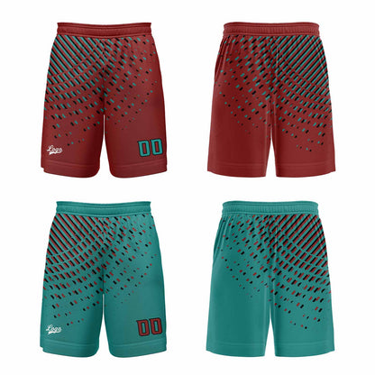 Custom Cyan Red Reversible Basketball Suit for Adults and Kids Personalized Jersey