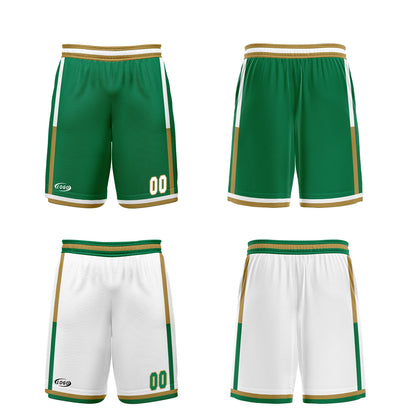 Custom Green White Reversible Basketball Suit for Adults and Kids Personalized Jersey