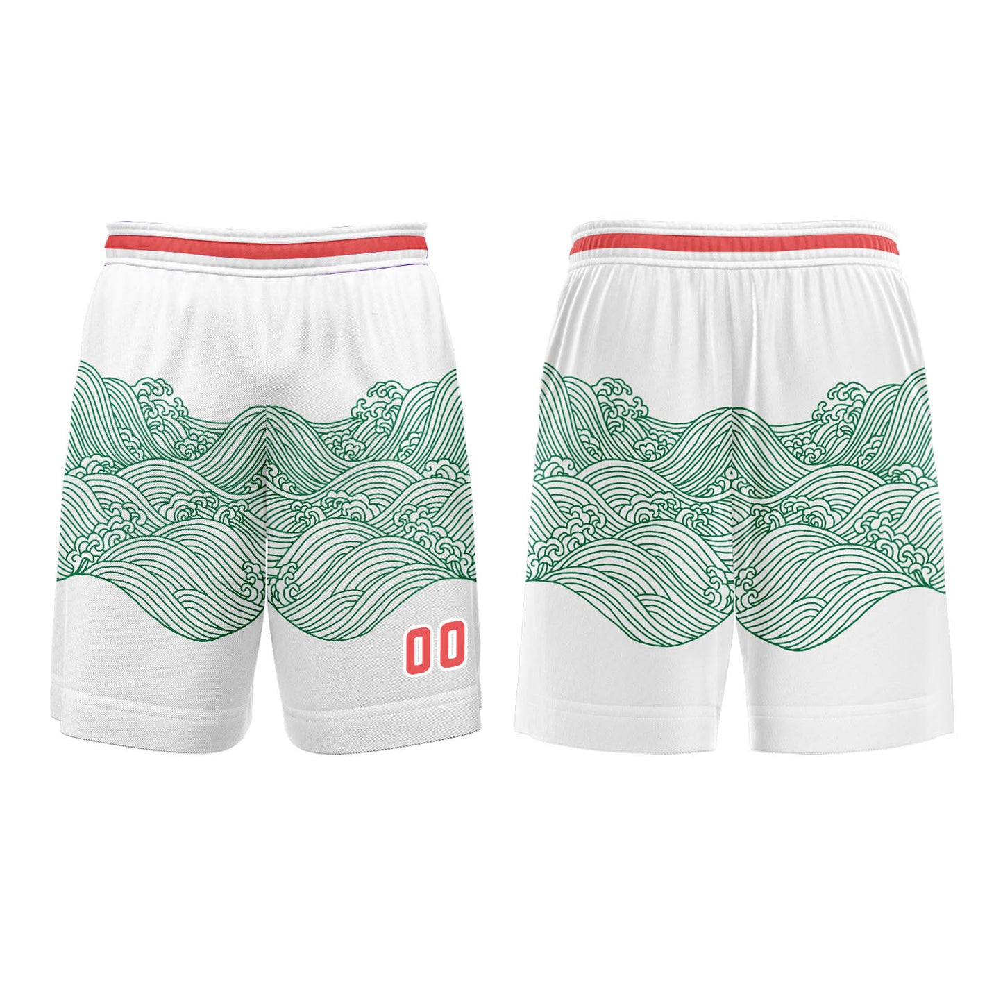 Custom White Green Red Basketball Jersey Uniform Suit Printed Your Logo Name Number