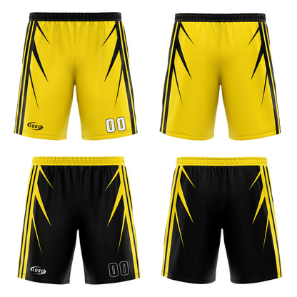 Custom Yellow Black Reversible Basketball Suit for Adults and Kids Personalized Jersey