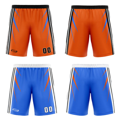 Custom Orange Blue Reversible Basketball Suit for Adults and Kids Personalized Jersey