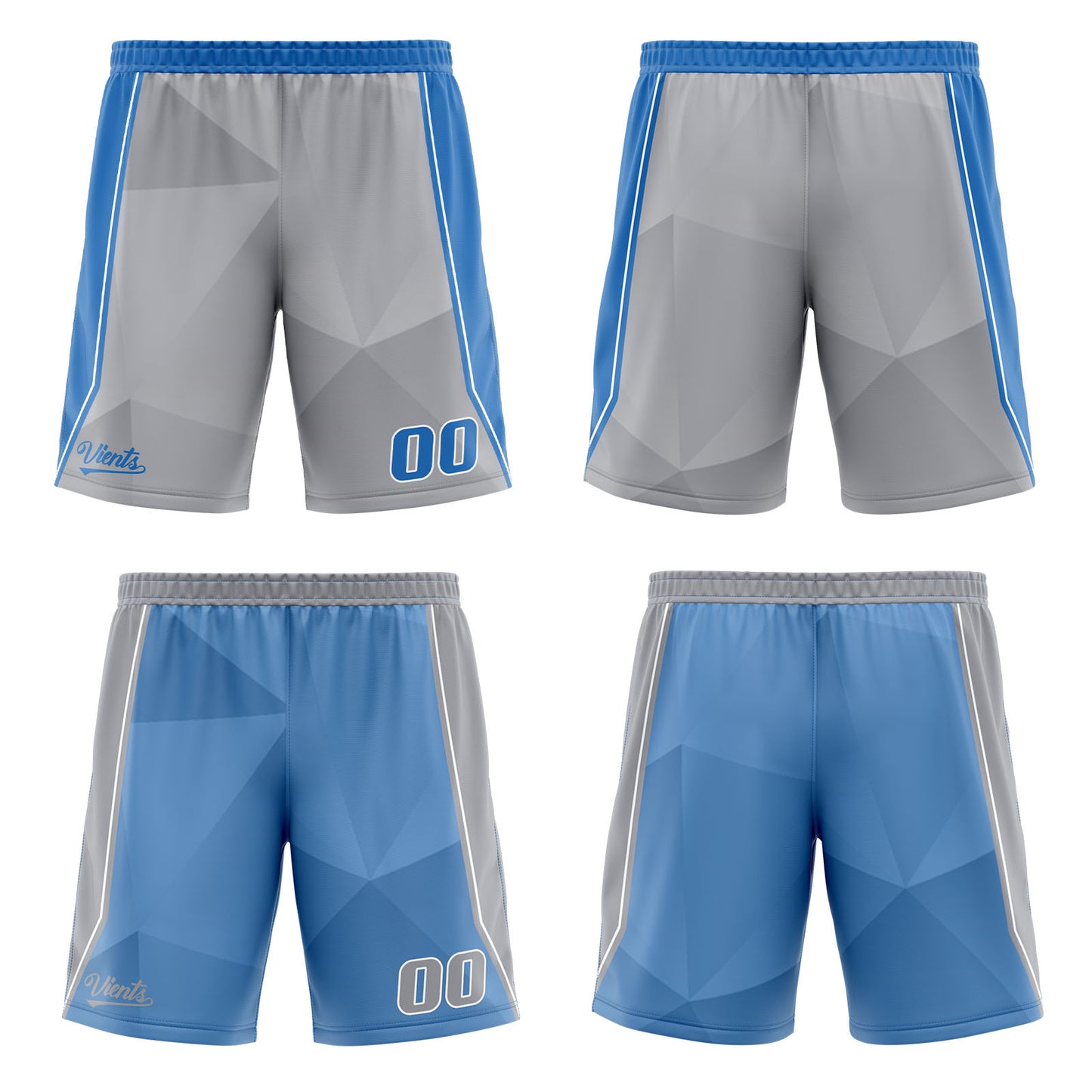 Custom Grey Blue Reversible Basketball Suit for Adults and Kids Personalized Jersey