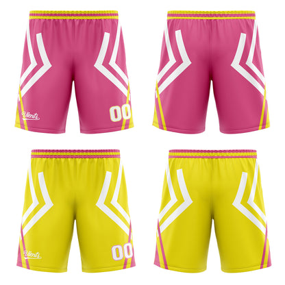 Custom Pink Yellow Reversible Basketball Suit for Adults and Kids Personalized Jersey