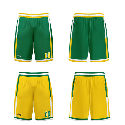 Custom Green Yellow Reversible Basketball Suit for Adults and Kids Personalized Jersey