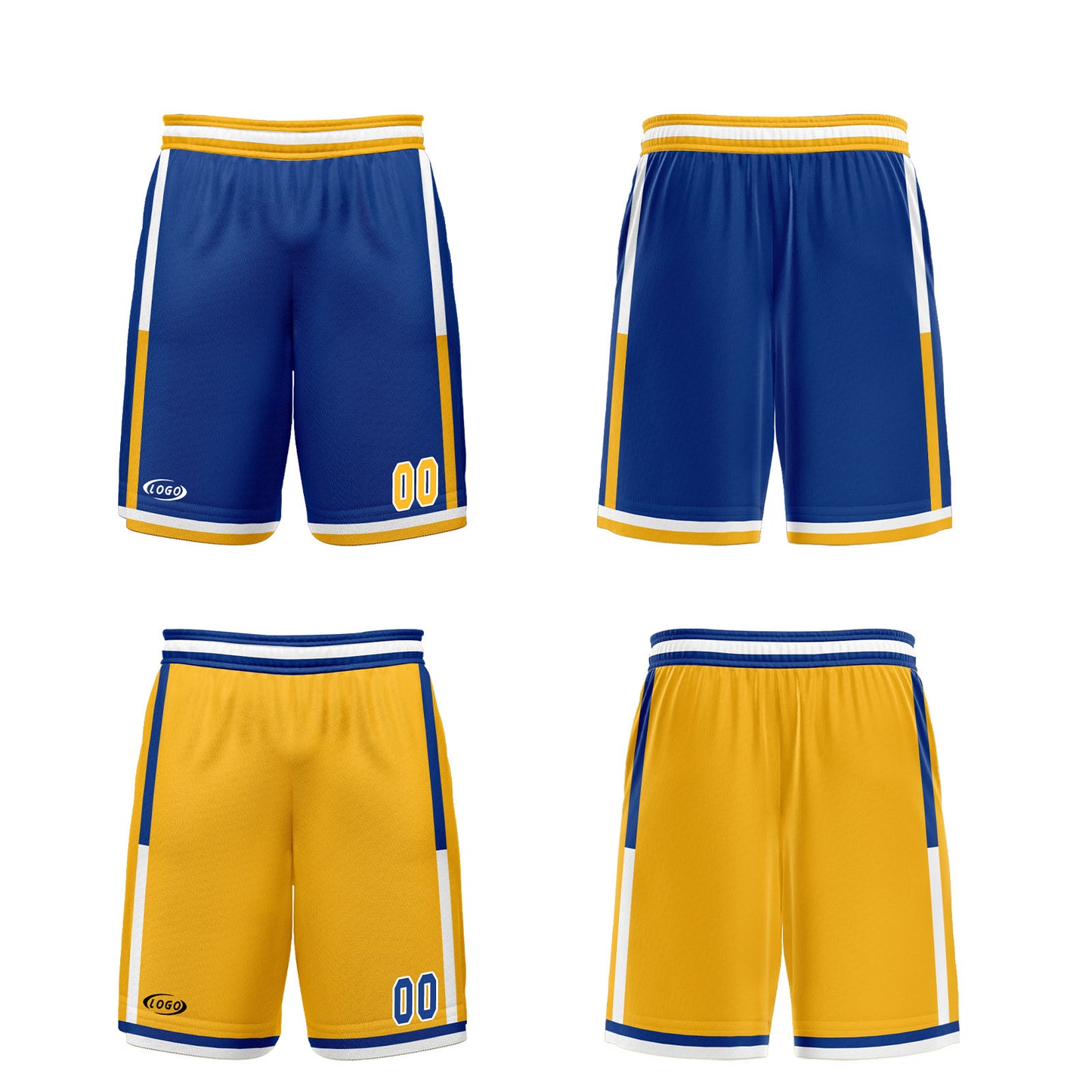 Custom Blue Yellow Reversible Basketball Suit for Adults and Kids Personalized Jersey