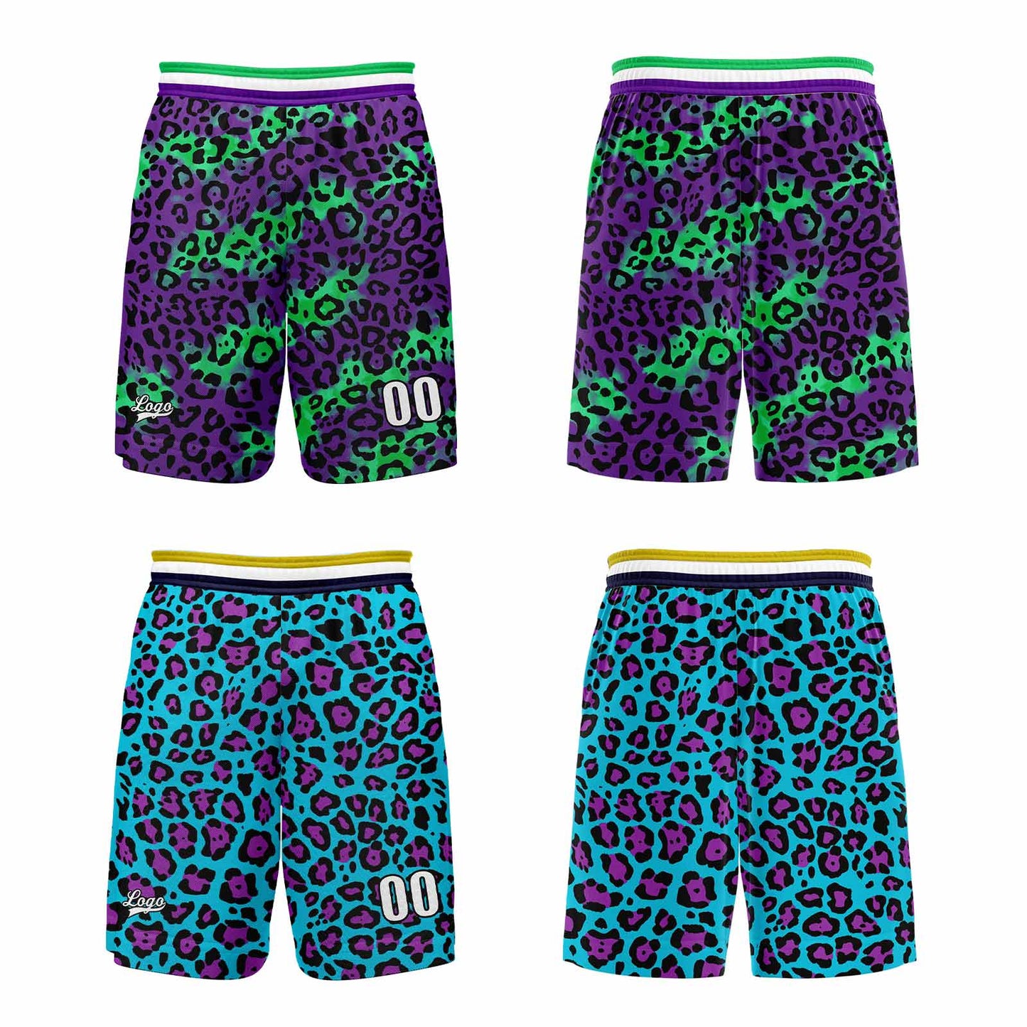 Custom Purple Aqua Reversible Basketball Suit for Adults and Kids Personalized Jersey
