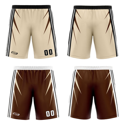 Custom Cream Brown Reversible Basketball Suit for Adults and Kids Personalized Jersey