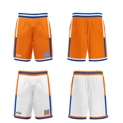Custom Orange White Blue Reversible Basketball Suit for Adults and Kids Personalized Jersey