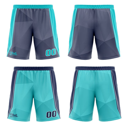 Custom Navy Cyan Reversible Basketball Suit for Adults and Kids Personalized Jersey