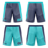 Custom Navy Cyan Reversible Basketball Suit for Adults and Kids Personalized Jersey