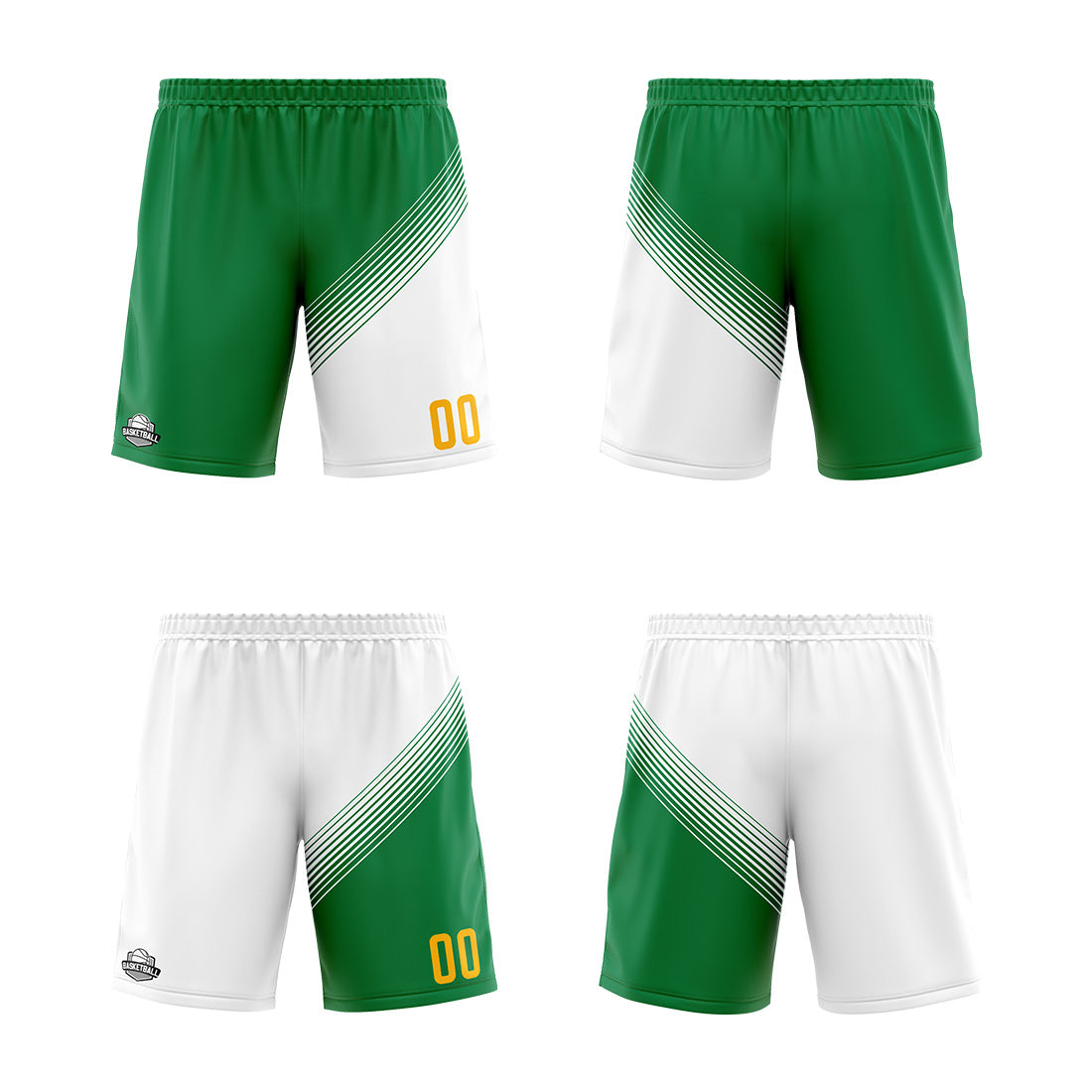 Custom Green White Reversible Basketball Suit for Adults and Kids Personalized Jersey