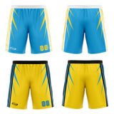 Custom Blue Yellow Reversible Basketball Suit for Adults and Kids Personalized Jersey