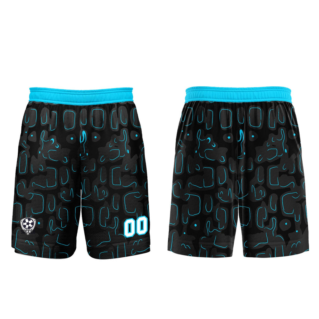 Custom Black Blue Cyan Soccer Uniform Jersey Kids Adults Personalized Set Jersey Shirt