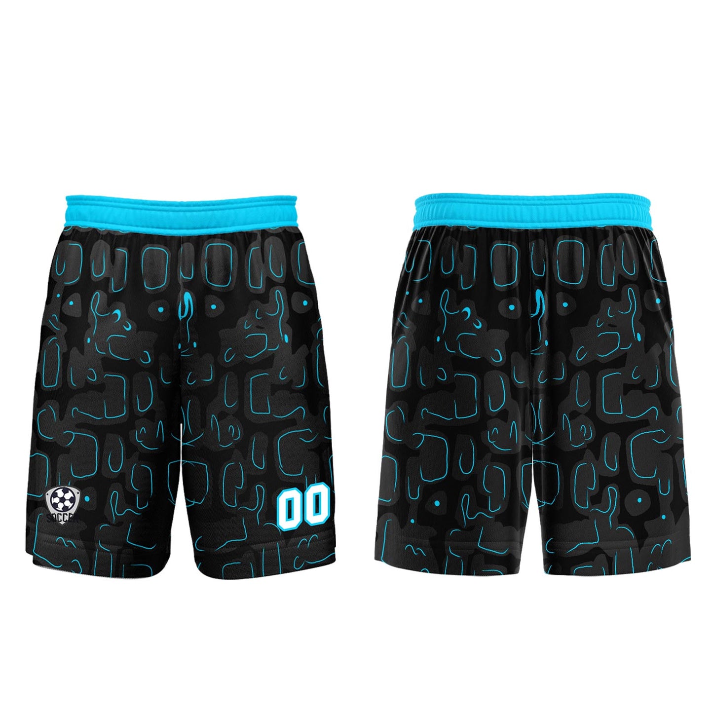 Custom Black Blue Cyan Soccer Uniform Jersey Kids Adults Personalized Set Jersey Shirt