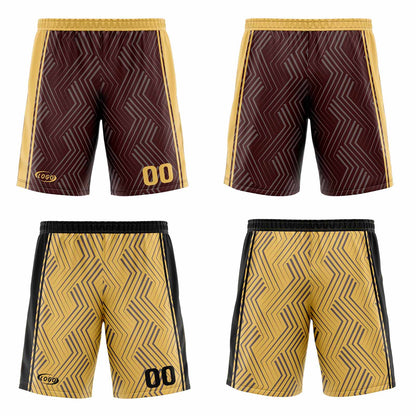 Custom Brown Yellow Reversible Basketball Suit for Adults and Kids Personalized Jersey