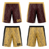 Custom Brown Yellow Reversible Basketball Suit for Adults and Kids Personalized Jersey