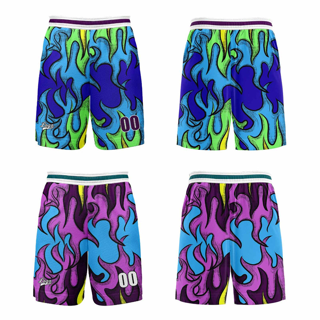 Custom Blue Purple Reversible Basketball Suit for Adults and Kids Personalized Jersey