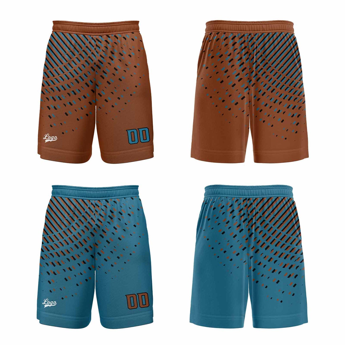 Custom Brown Blue Reversible Basketball Suit for Adults and Kids Personalized Jersey