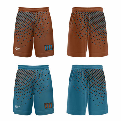 Custom Brown Blue Reversible Basketball Suit for Adults and Kids Personalized Jersey