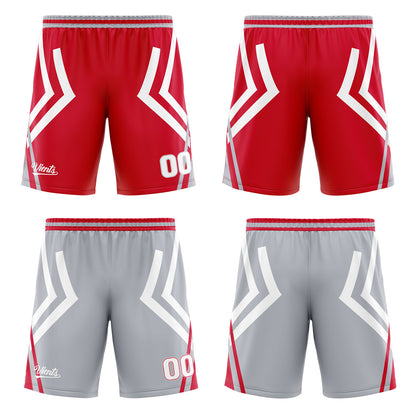 Custom Red Grey Reversible Basketball Suit for Adults and Kids Personalized Jersey