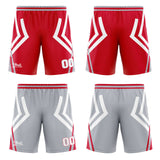 Custom Red Grey Reversible Basketball Suit for Adults and Kids Personalized Jersey