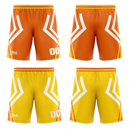 Custom Orange Yellow Reversible Basketball Suit for Adults and Kids Personalized Jersey
