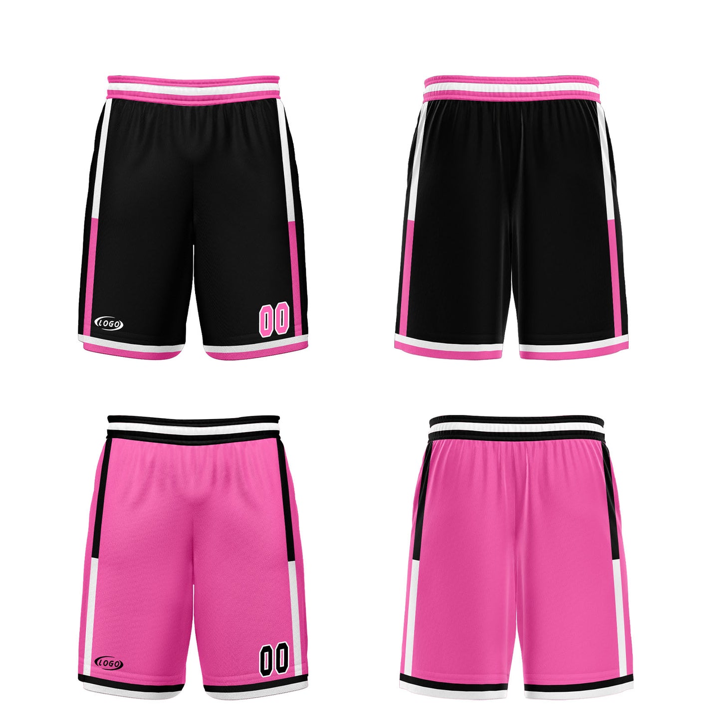 Custom Black Pink Reversible Basketball Suit for Adults and Kids Personalized Jersey