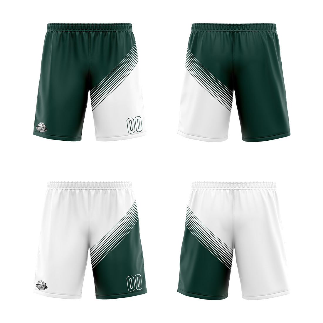 Custom Green White Reversible Basketball Suit for Adults and Kids Personalized Jersey