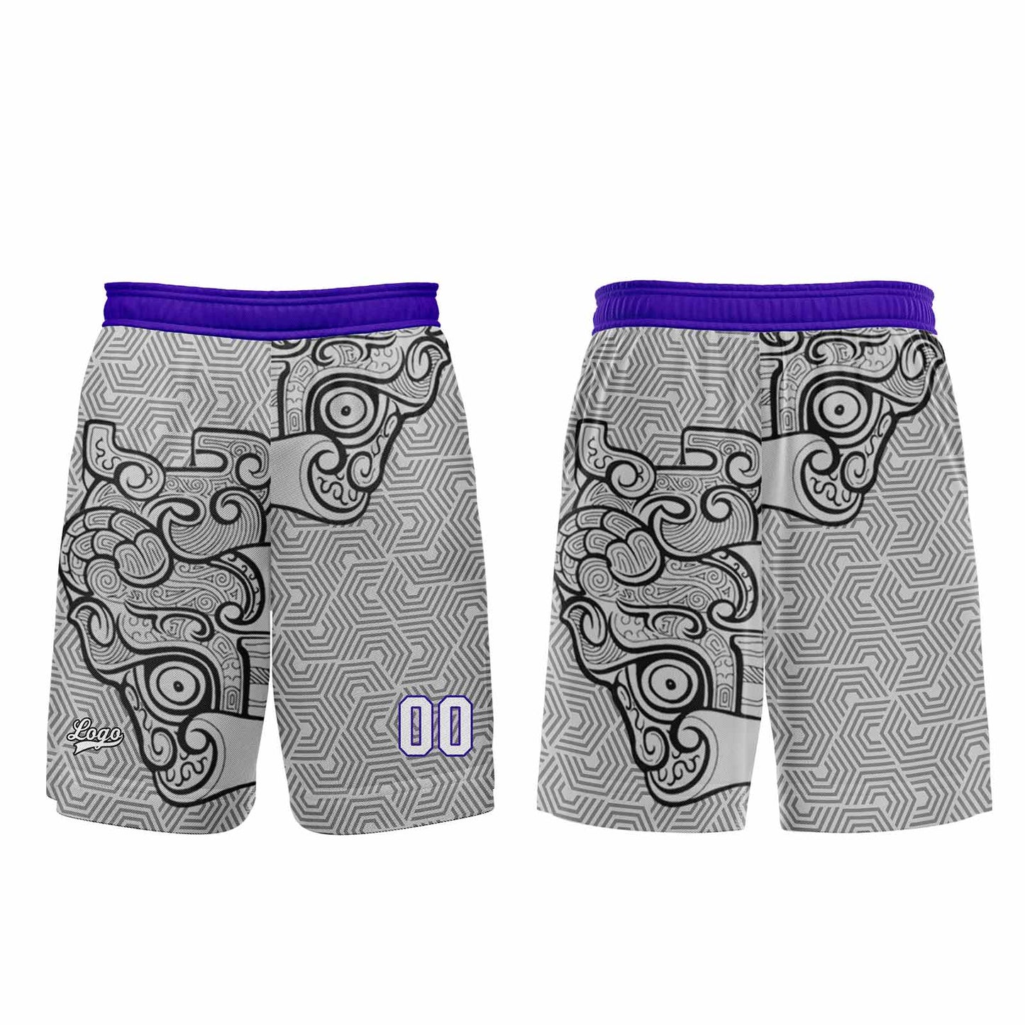 Custom Gray Purple Basketball Jersey Uniform Suit Printed Your Logo Name Number
