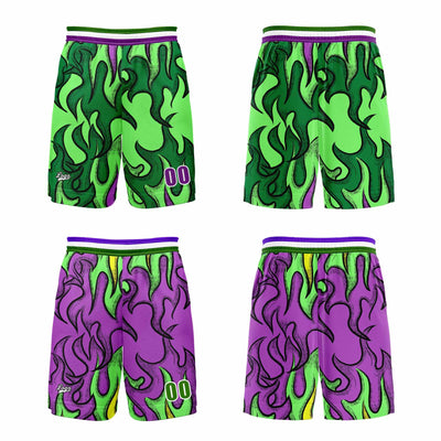 Custom Green Purple Reversible Basketball Suit for Adults and Kids Personalized Jersey