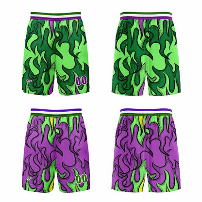 Custom Green Purple Reversible Basketball Suit for Adults and Kids Personalized Jersey