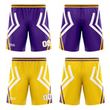 Custom Purple Yellow Reversible Basketball Suit for Adults and Kids Personalized Jersey