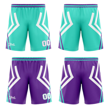 Custom Cyan Purple Reversible Basketball Suit for Adults and Kids Personalized Jersey