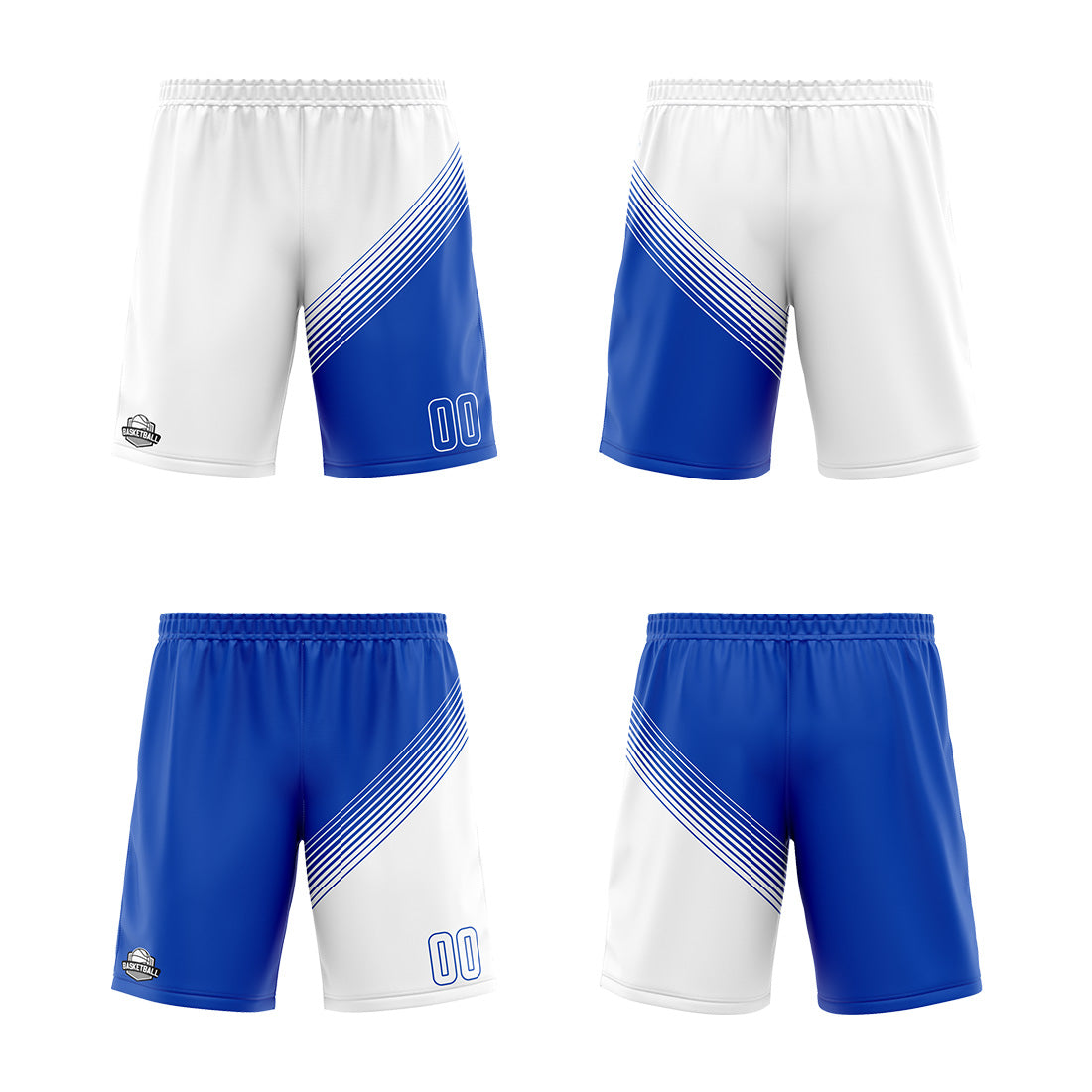 Custom White Blue Reversible Basketball Suit for Adults and Kids Personalized Jersey