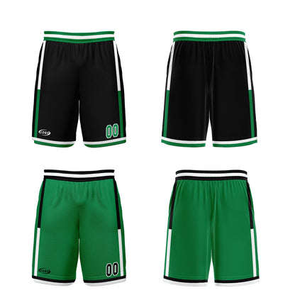 Custom Black Green Reversible Basketball Suit for Adults and Kids Personalized Jersey
