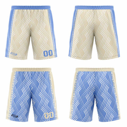 Custom Cream Blue Reversible Basketball Suit for Adults and Kids Personalized Jersey