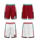 Custom Red White Green Reversible Basketball Suit for Adults and Kids Personalized Jersey