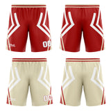 Custom Red Cream Reversible Basketball Suit for Adults and Kids Personalized Jersey