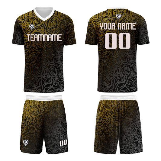 Custom Yellow Silver Uniform Jersey Kids Adults Personalized Set Jersey Shirt