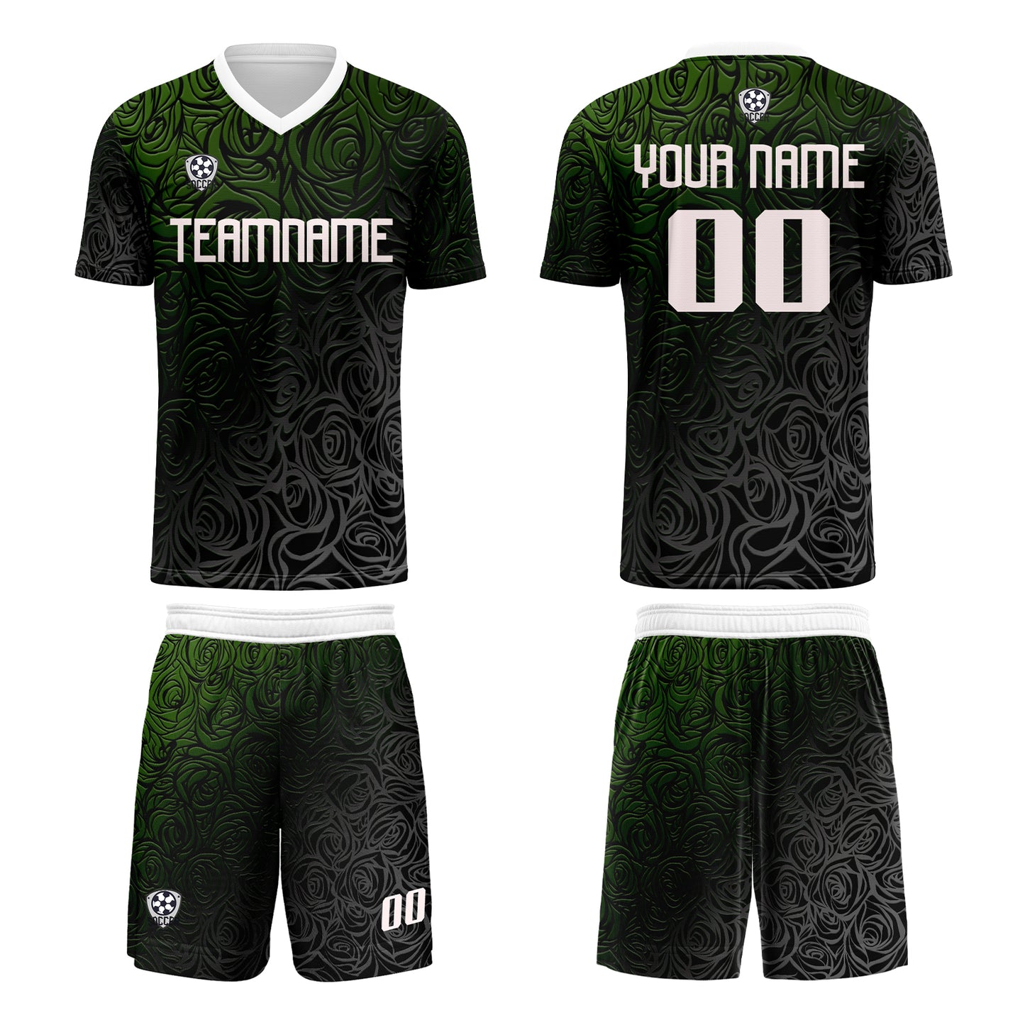 Custom Green Silver Uniform Jersey Kids Adults Personalized Set Jersey Shirt