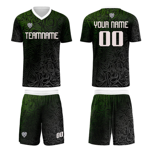 Custom Green Silver Uniform Jersey Kids Adults Personalized Set Jersey Shirt