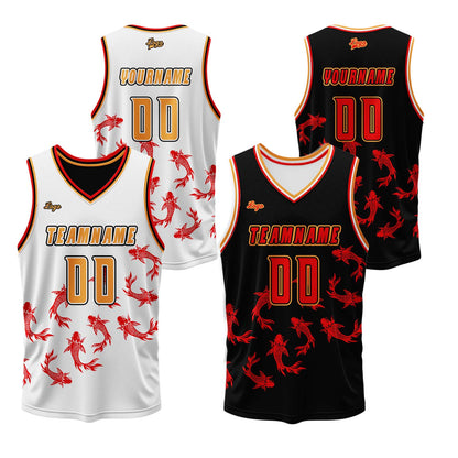 Custom Black White Reversible Basketball Suit for Adults and Kids Personalized Jersey