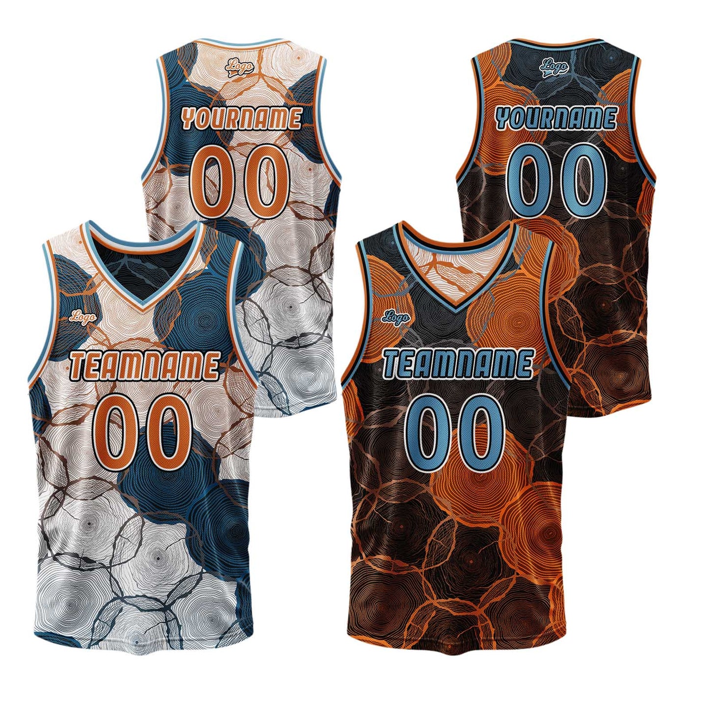 Custom Blue Orange Reversible Basketball Suit for Adults and Kids Personalized Jersey