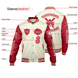 Custom White Red Letterman Varsity Jacket Personalized Embroidery Printing