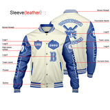 Custom White Royal Letterman Varsity Jacket Personalized Embroidery Printing